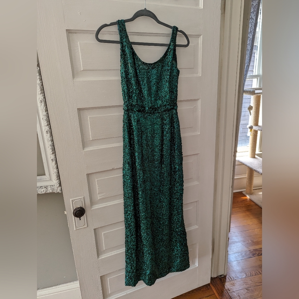 Vintage Green Sequin Gown - Stunning!